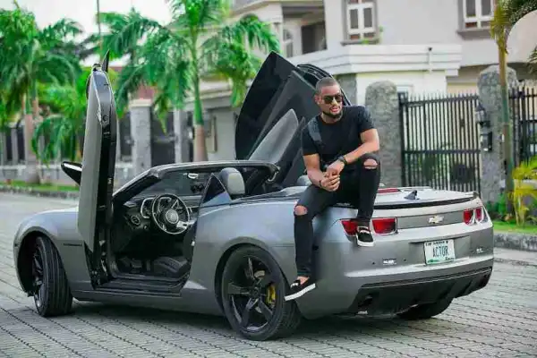 Actor Alex Ekubo Strike Some Poses With His Car (Photos)